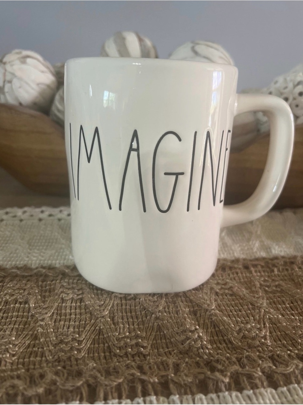 Rae Dunn White Ceramic 'IMAGINE' Mug
